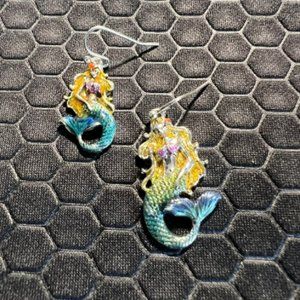 Mermaid Earrings Multicolored Made of Sterling Silver